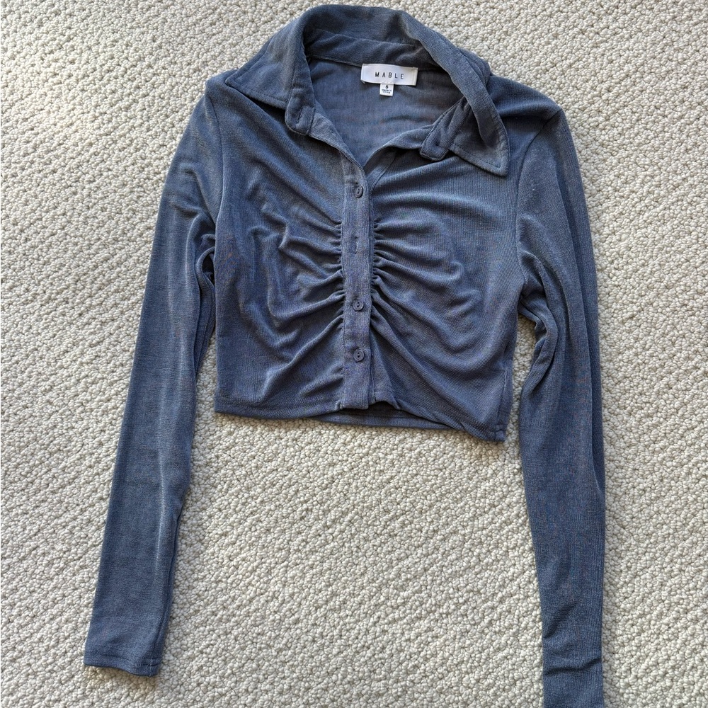 MARBLE Slate Blue Textured Top